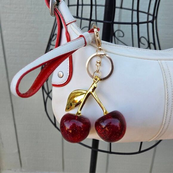 Coach Y2K White Nylon Mini Hobo w/ Red Leather Trim Vintage Shoulder Bag. #6671 - Picture 3 of 10